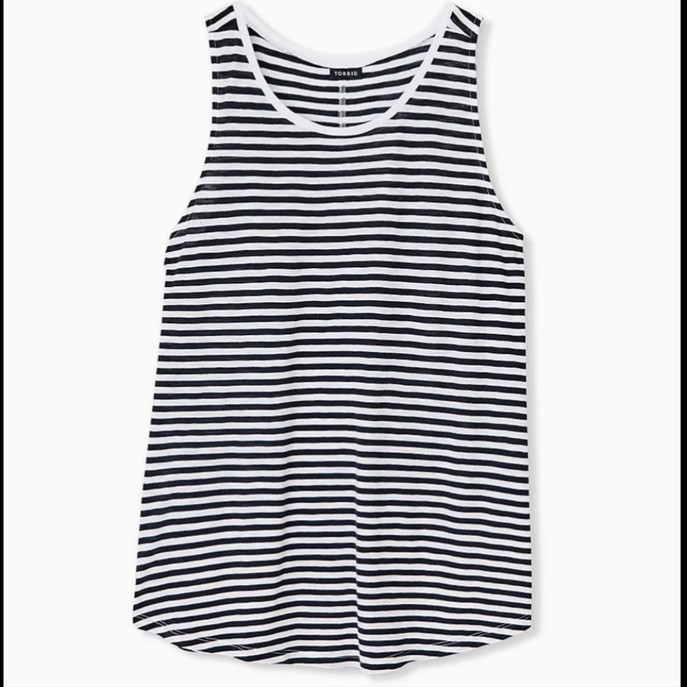 Torrid Striped Black and White Slub Tank Top Preppy Indie Grunge Heritage 0X